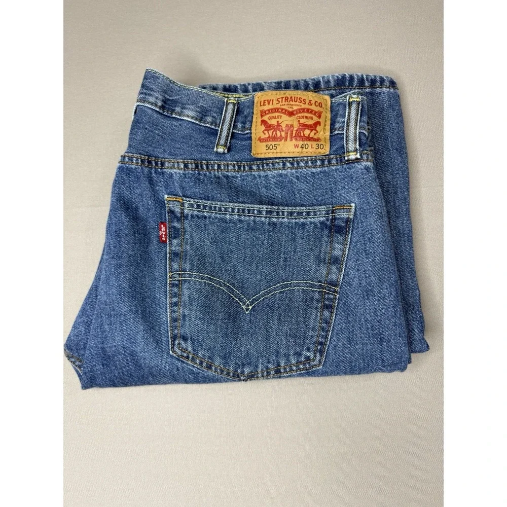 Levi's Jeans Mens 505 40x30 Blue Denim Straight Leg Regular
